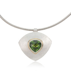 Silver, 18ct gold & green tourmaline pendant