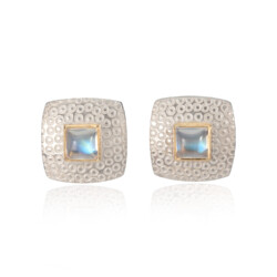 Silver, 18ct & moonstone earrings