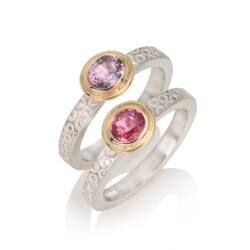 Silver, 18ct & spinel rings