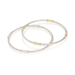 Silver & silver & 18ct gold bangles