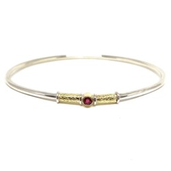 Commissioned silver & 18ct gold ruby bangle