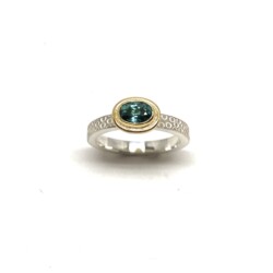 Silver & 18ct gold tourmaline ring