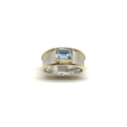 Commissioned silver & 18ct gold aquamarine ring