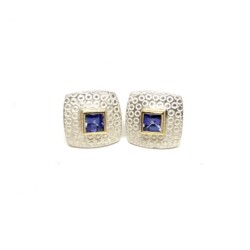 Commissioned silver, 18ct gold & tanzanite earrings